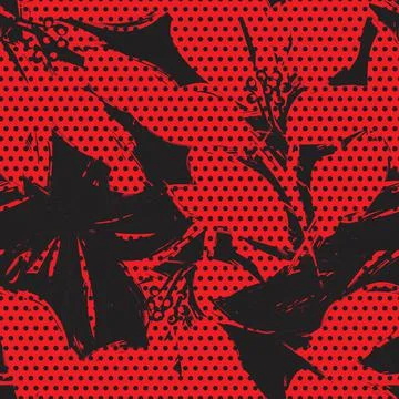 Floral Seamless Pattern with dotted textures 스톡 일러스트