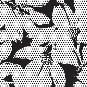 Floral Seamless Pattern with dotted textures Illustrazione stock
