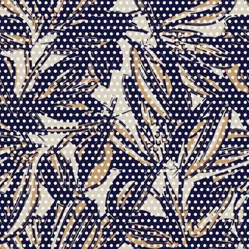 Floral Seamless Pattern with dotted textures Illustrazione stock