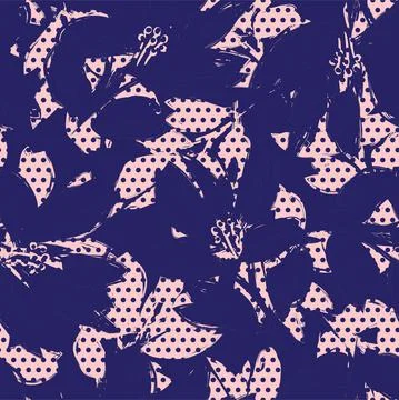 Floral Seamless Pattern with dotted textures 스톡 일러스트