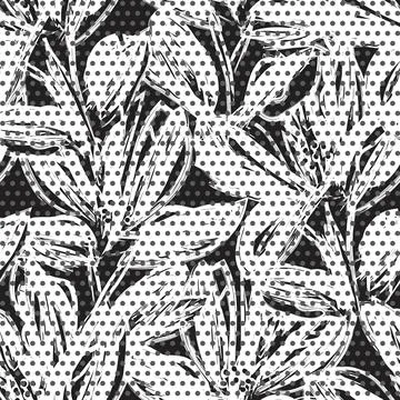 Floral Seamless Pattern with dotted textures Illustrazione stock