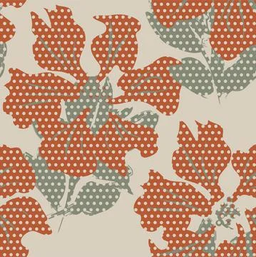 Floral Seamless Pattern with dotted textures Stock Illustration