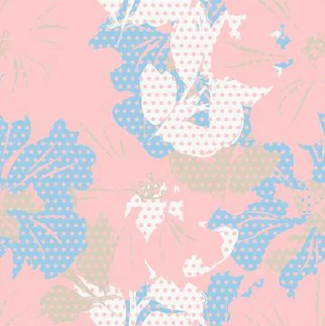 Floral Seamless Pattern with dotted textures Illustrazione stock