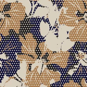 Floral Seamless Pattern with dotted textures Illustrazione stock