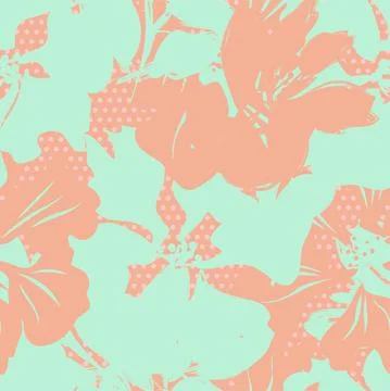 Floral Seamless Pattern with dotted textures Stock Illustration