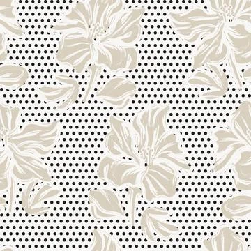 Floral Seamless Pattern with dotted textures Illustrazione stock