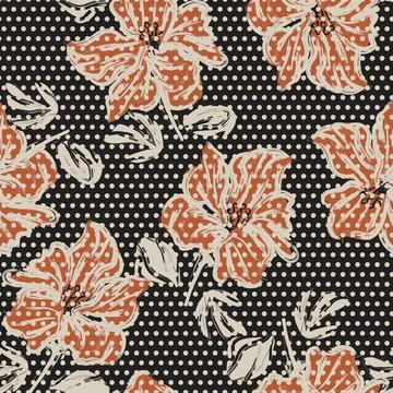 Floral Seamless Pattern with dotted textures Stock Illustration