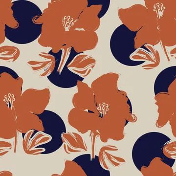 Floral Seamless Pattern with dotted textures Illustrazione stock