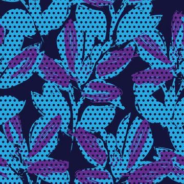 Floral Seamless Pattern with dotted textures Illustrazione stock