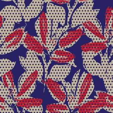 Floral Seamless Pattern with dotted textures Illustrazione stock