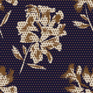 Floral Seamless Pattern with dotted textures Illustrazione stock
