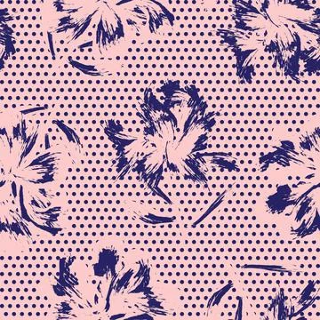 Floral Seamless Pattern with dotted textures Stock Illustration