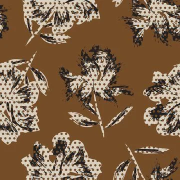 Floral Seamless Pattern with dotted textures 스톡 일러스트