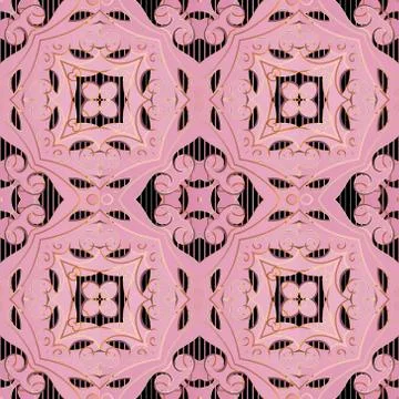 Floral seamless pattern. Ethnic style ornamental striped vector background. B Stock Illustration