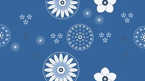 Floral seamless pattern featuring geometric mandala shapes and starburst mo.. Stock Footage 347625814