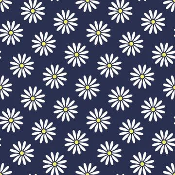Floral seamless pattern with flat icons of daisy chains. Flower background Stock Illustration