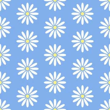 Floral seamless pattern with flat line icons of daisy chains. Flower background Illustrazione stock