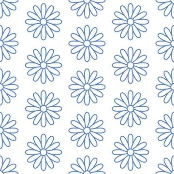 Floral seamless pattern with flat line icons of daisy chains. Flower background Stock Illustration