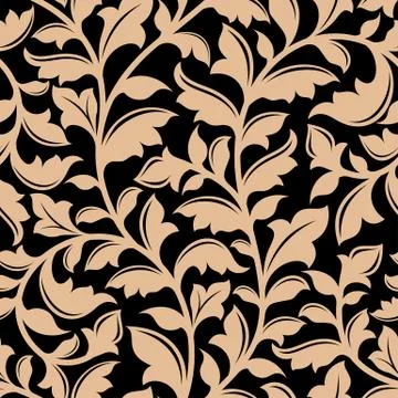 Floral seamless pattern with flourish elements Stock Illustration