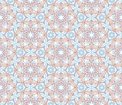 Floral seamless pattern. Flourish tiled oriental ethnic backgrou Stock Illustration