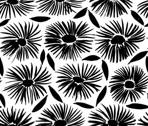 Floral seamless pattern with flower and leaves. Stock Illustration