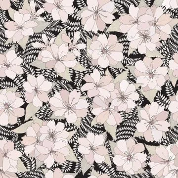 Floral seamless pattern. Flower background. Spring garden texture Stock Illustration