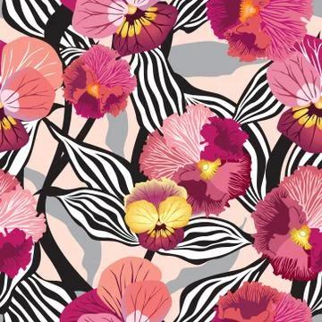 Floral seamless pattern. Flower background. Flourish garden texture Stock Illustration