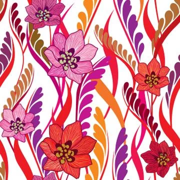Floral seamless pattern Flower background. Ornamental garden. Stock Illustration