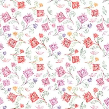 Floral seamless pattern. Flower background. Flourish garden texture Stock Illustration