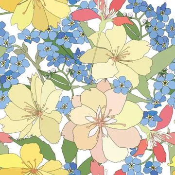 Floral seamless pattern. Flower background. Flourish garden texture Stock Illustration