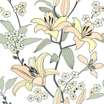 Floral seamless pattern. Flower background. Flourish garden texture Stock Illustration