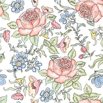 Floral seamless pattern. Flower background. Flourish garden texture Stock Illustration
