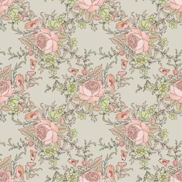 Floral seamless pattern. Flower background. Flourish garden texture Stock Illustration
