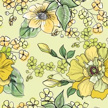 Floral seamless pattern. Flower background. Flourish garden texture Stock Illustration