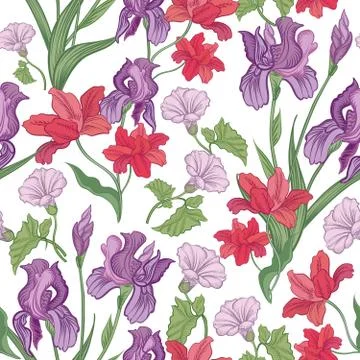Floral seamless pattern. Flower background. Flourish garden texture Stock Illustration