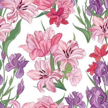 Floral seamless pattern. Flower background. Flourish garden texture Stock Illustration