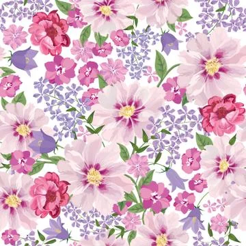 Floral seamless pattern. Flower background. Flourish spring garden Illustrazione stock
