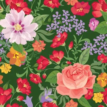 Floral seamless pattern. Flower background. Flourish spring garden Stock Illustration