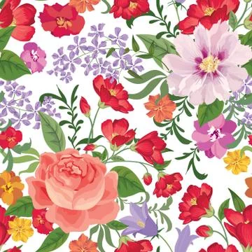 Floral seamless pattern. Flower background. Flourish spring garden Stock Illustration