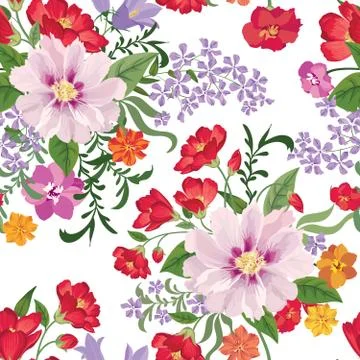 Floral seamless pattern. Flower background. Flourish spring garden Illustrazione stock