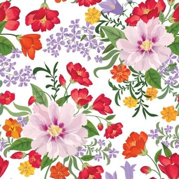 Floral seamless pattern. Flower background. Flourish spring garden Stock Illustration