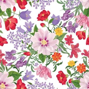 Floral seamless pattern. Flower background. Flourish spring garden Illustrazione stock