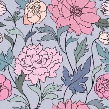 Floral seamless pattern. Flower background. Flourish garden texture Stock Illustration