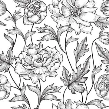 Floral seamless pattern. Flower background. Flourish garden texture Stock Illustration