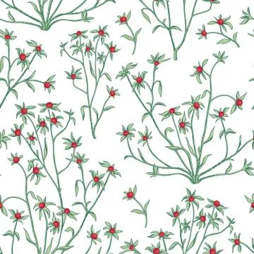 Floral seamless pattern. Flower background. Flourish wallpaper with berries a Stock Illustration