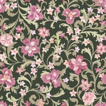 Floral seamless pattern.  Flower background.  Flourish nature ga Stock Illustration