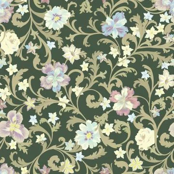 Floral seamless pattern. Flower background. Flourish texured wallpaper Stock Illustration