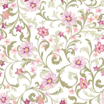 Floral seamless pattern. Flower background. Flourish garden ornament Stock Illustration