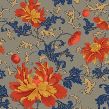 Floral seamless pattern. Flower background. Flourish ornamental garden decor Stock Illustration