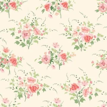 Floral seamless pattern Flower background Flourish ornamental summer fabric Stock Illustration